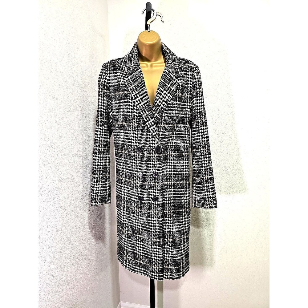 Glen Plaid Double Breasted Long Trench Coat Women's Lge Timeless Academia Preppy